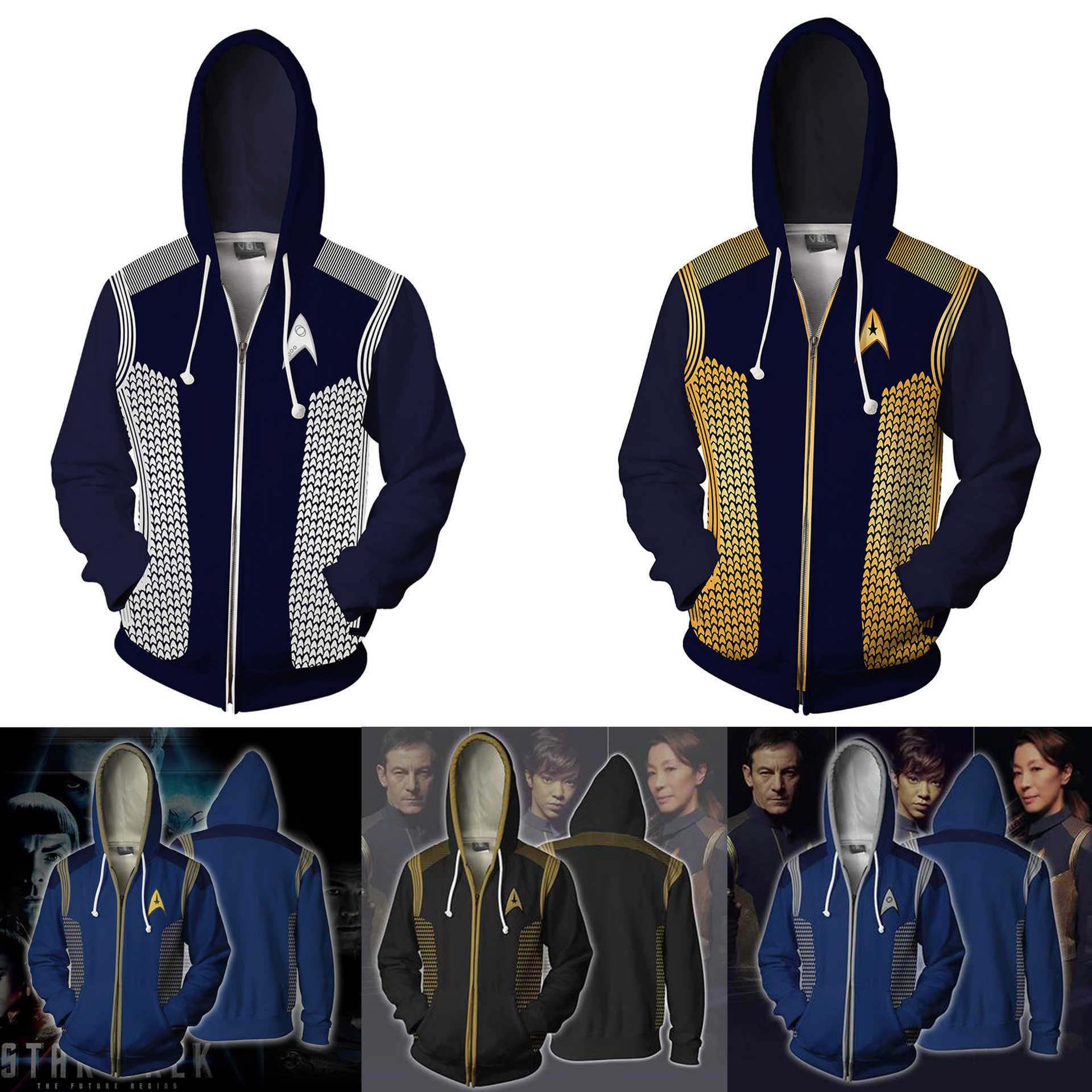 

Star Trek series 3D digital printed Hoodie Cosplay animation surroundings, Black