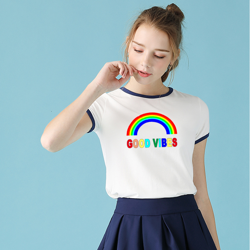 

2021 New Ulzzang Inglaterra Style Stipulation Female Tshirt Stretch White Seams Summer Cotton Raiow Clothes Printing t Schoolgirl Shirt 1yxv, Got it