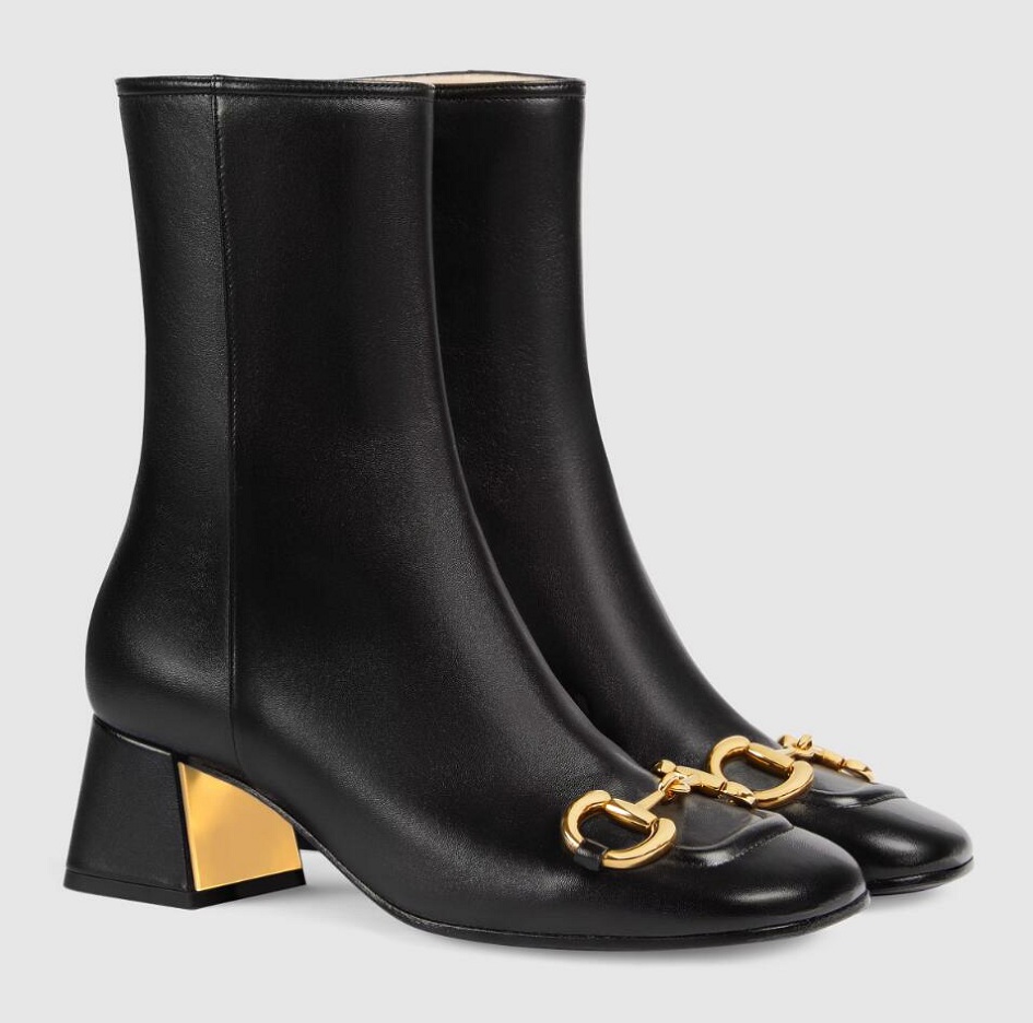 

Luxury Winter Brand Women's Horsebit Ankle Boots Elegant House Boot Lady Fashion Bottes High Heels White Black Calfskin Leather Booties Party Wedding Dress EU35-40