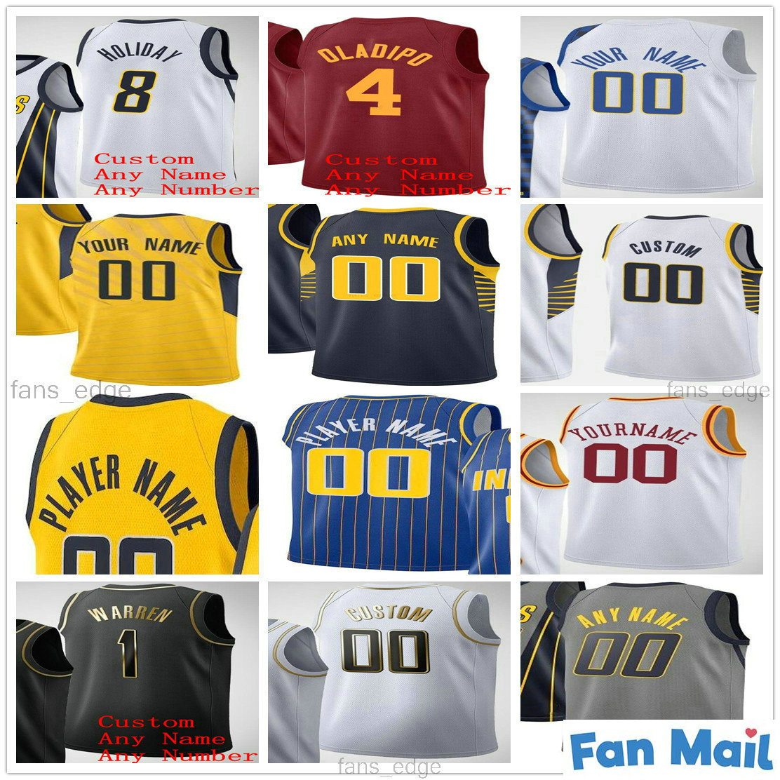 

Custom Printed Indiana Caris 22 LeVert Domantas 11 Sabonis Malcolm 7 Brogdon Myles 33 Turner 1 Warren Man Women Kids Basketball Jerseys, White