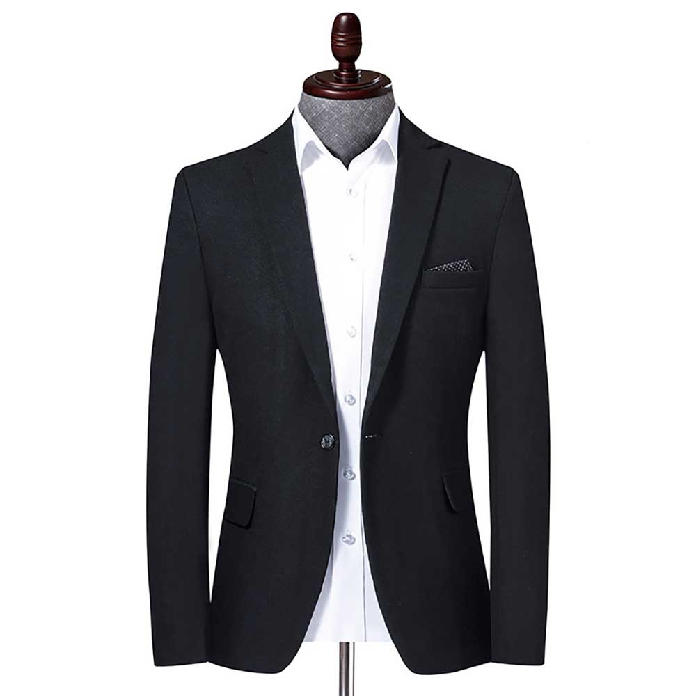 

2021 New Casual Fashion Suit Fine Men Leisure Korean Jacket Premium Banquet Office Blazer Clothes Woj2, Black