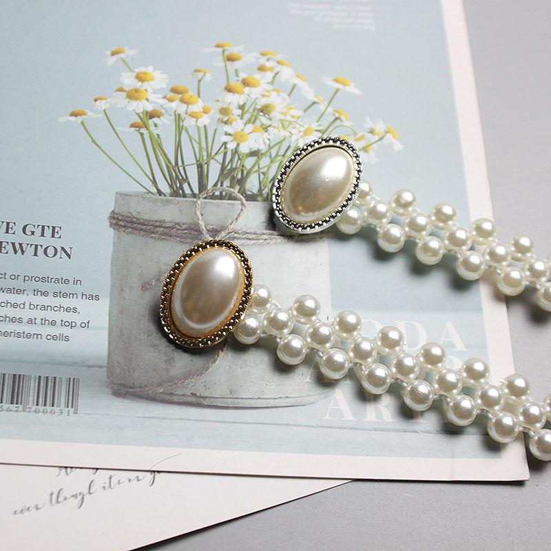 

Belts Pearl Waist Chain Women's Thin Belt Fashion Simple Summer With Skirt Shirt Decoration Suit Cover, Silver