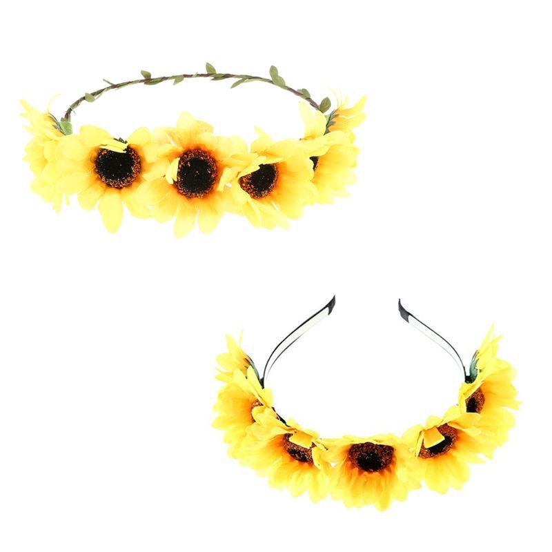 

Hair Clips & Barrettes Y166 Festival Wreath Stretch Elasticity Headband Bohemian Yellow Floral Flower Crown Wedding Band, Golden;silver