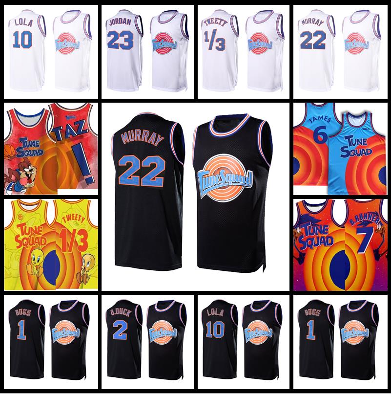 

22 Bill Murray 6 LeBron James 1/3 Tweety Space Jam Movie Tune Squad 1 Bugs Bunny Basketball Jerseys 2 Daffy Duck 10 Lola Bunny ! TAZ 23 Mich, Black;red