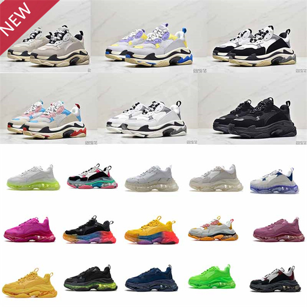 

Crystal platform Mens Women Paris Casual Shoes 17FW Triple S Sneakers Designers Sneaker Clear Sole White Green Black Red Rainbow Sports Balencaigas Dad Shoe, 48 36-40