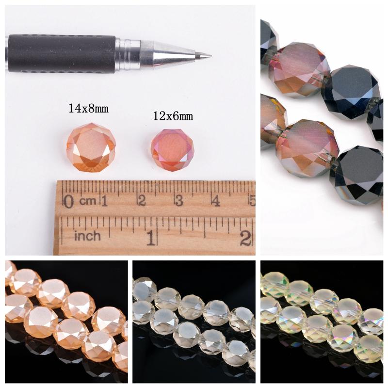 

Other Flat Round (Rondelle) 12x6mm Faceted Crystal Glass Loose Beads For Jewelry Making DIY Crafts