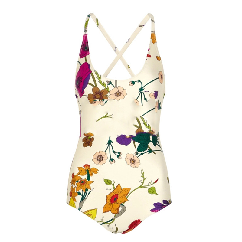 

Luxury Floral Printed Beachwears Halter Strap Swimsuits Designer Letters Summer Swimwears One Piece Bathing Suit For Ladies Gifts