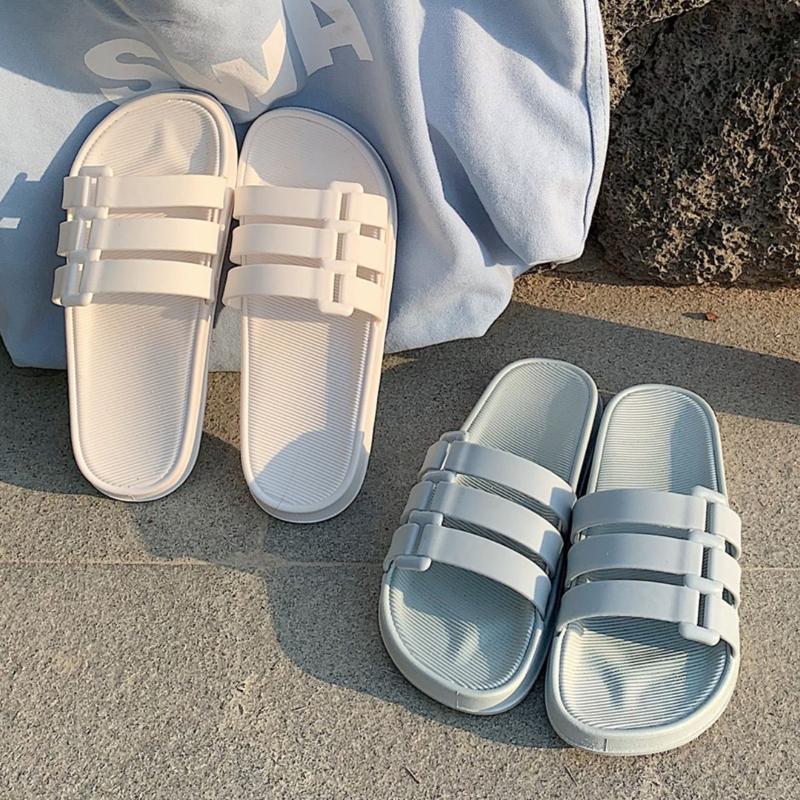 

Slippers Fashion Strappy Gladiator Sandals Women Slides Bathroom Sliders Shoes Woman Summer 2021 Ladies For Home Beach, White