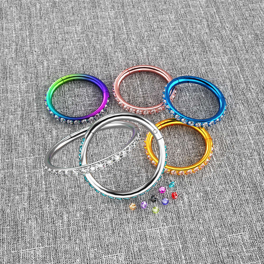

2020 new 316L inlaid zircon Nose Earring Stud seamls closed Ring puncture fashion jewelry personality, Silver