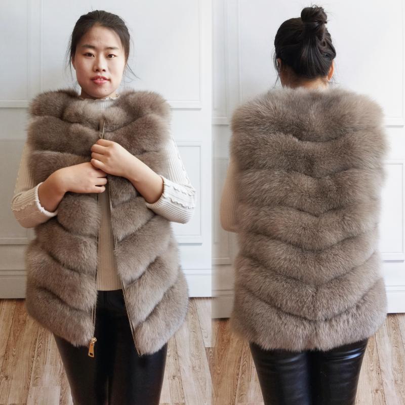 

Women's Fur & Faux 2021 Women Winter Real Coat High Quality Natural Vest Fashion Warm Sleeveless Zipper Short Jacket L7Z7, Black