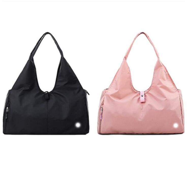 

lu bag outdoor fitness travel large capacity portable shoulder bag sports yoga waterproof shoes position dry and wet separation, Black