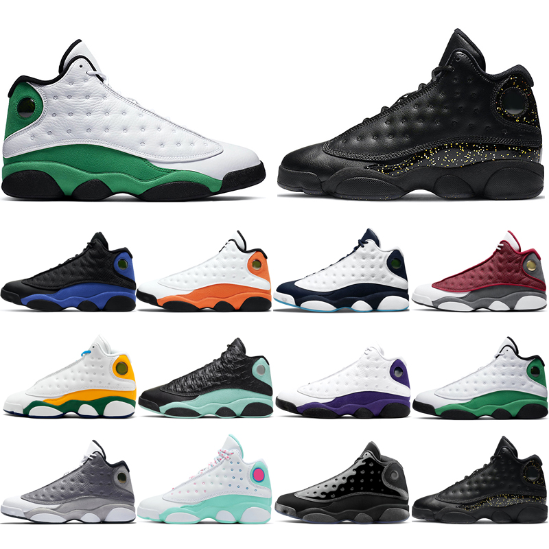 

New popular man basketball shoes 13s Atmosphere Grey Aurora Green Cap and Gown Gold Glitter Hyper Royal Island Lakers Lucky Obsidian Playground classic shoe 40-46