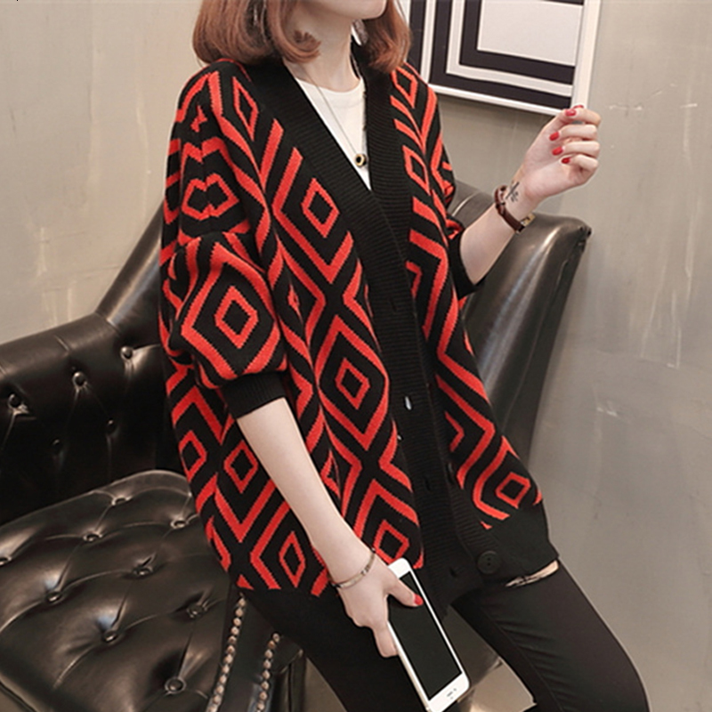 

2021 New Cardigans Casual Decote Em v Manga Comprida Oversized Solto Xadrez Botes De Malha Topos Inverno Camisola Feminina 85tg, White plaid