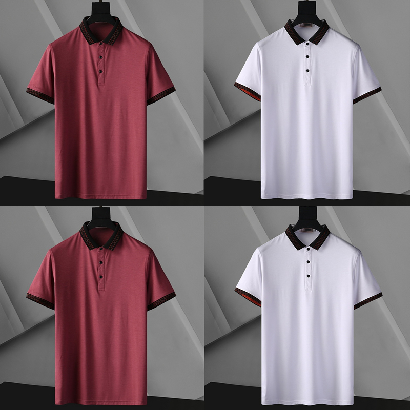 

polo shirts 100% cotton Mens Shirts stripe Slim Fit Casual Business fashion clothe Embroidery Letter Hip Hop Style mens clothing size :M-3XL, White;black