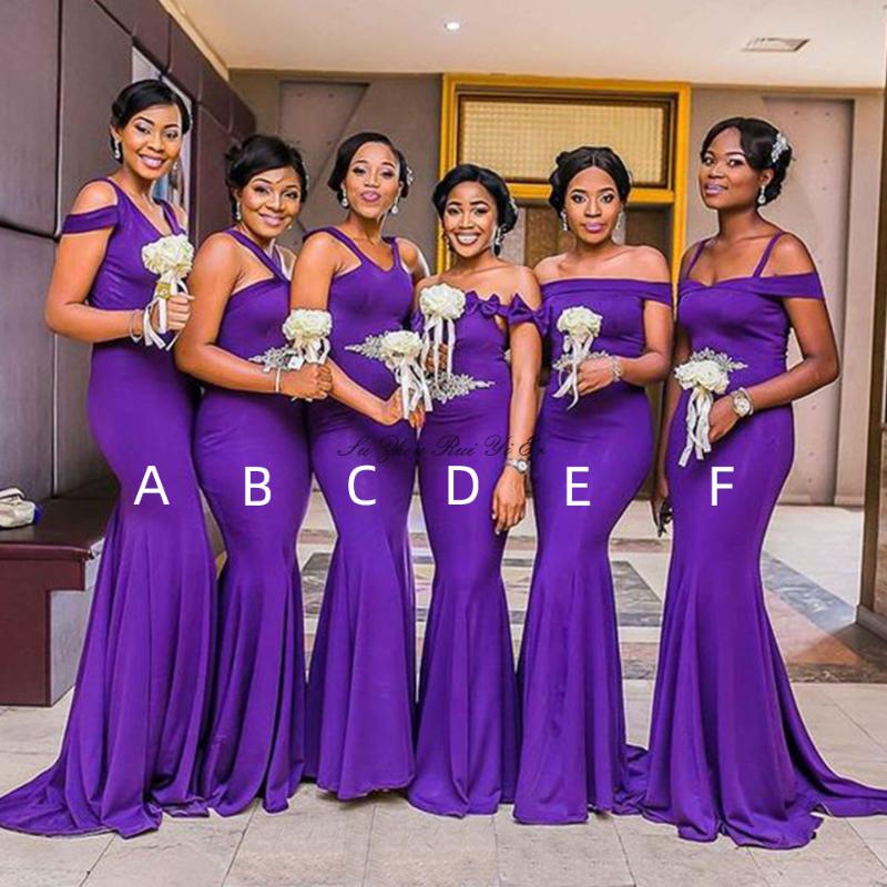 

Bridesmaid Dress African Purple Dresses 2021 Mermaid Wedding Guest Lady Honor Lace Up Back Long Formal Evening Gowns Custom Made