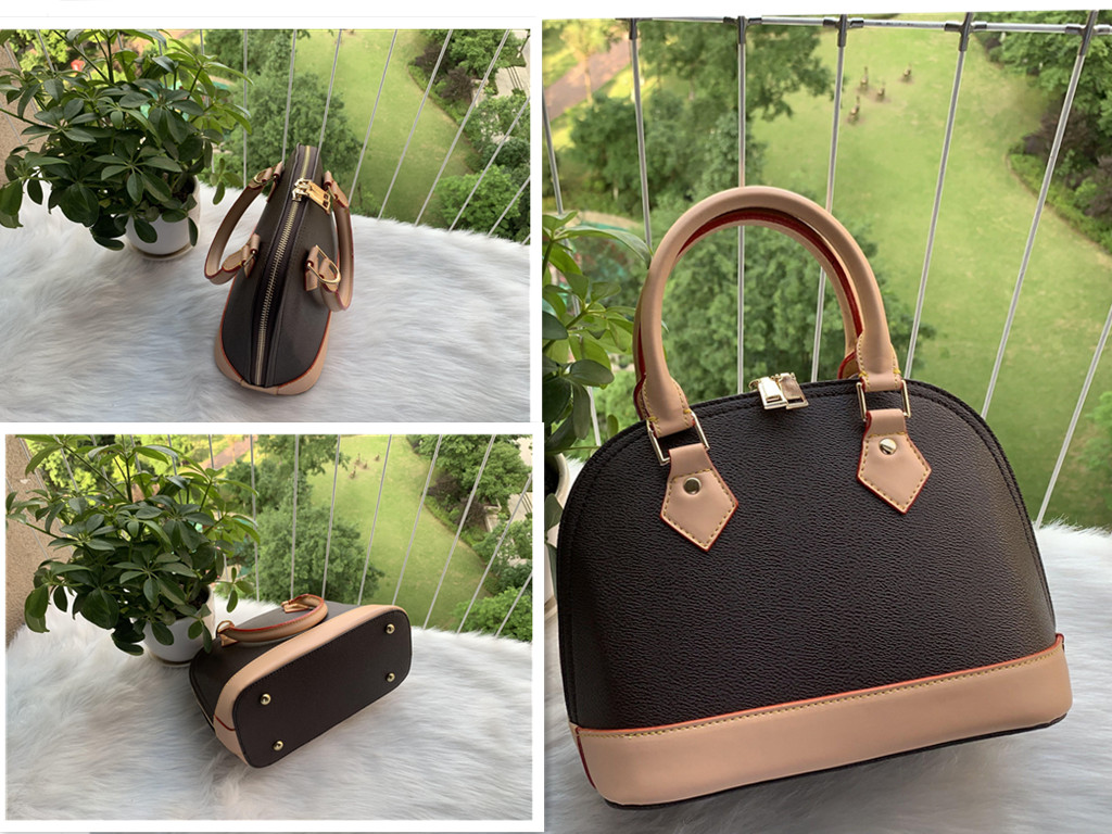 

luxurys designers bags Speedy ALMA BB shell women handbag leather flower Embossed shoulder crossbody Messenger, Coffee lattices