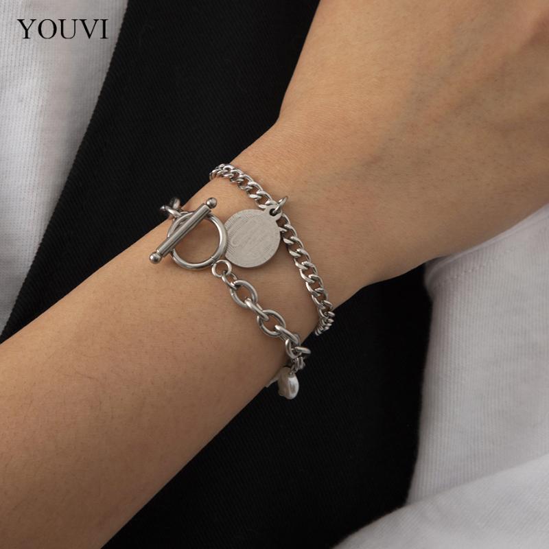 

Link, Chain YOUVI Charms Stainless Steel LOVE Letter Pendant Bracelets For Women Men Trendy Hand Bangels Jewelry Gifts