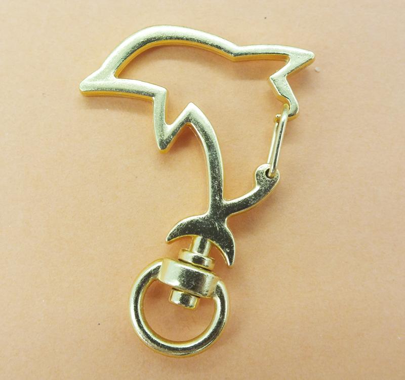 

Keychains Dolphin Shape 100pcs 27X37MM High Quality Zinc Alloy Carabiner Swivel Clasps For Key Ring & Chain Rose Gold Tone