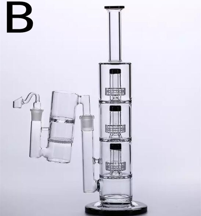 

Glass Water Pipes With Ash Catcher Bowl Oil Rig Perc Tobacco Triple Birdcage Recycler Bubbler Percolator Smoking Hookahs 18.8mm Joint 2021