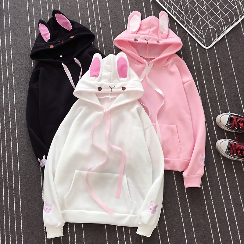 

2021 New Women Pink White Black Hoodies Sweatshirts Oversized Hoodie Korean Style Cute Womens Long Sleeve Hooded School Wear A8g5