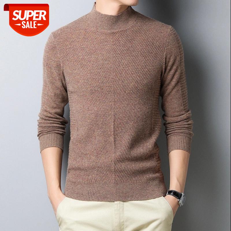

Male Sweater Autumn Men's Half High Collar Sweater Bottoming Shirt Korean Version Cultivation Fashion Pullover Men's Clothing #6w4O, White;black