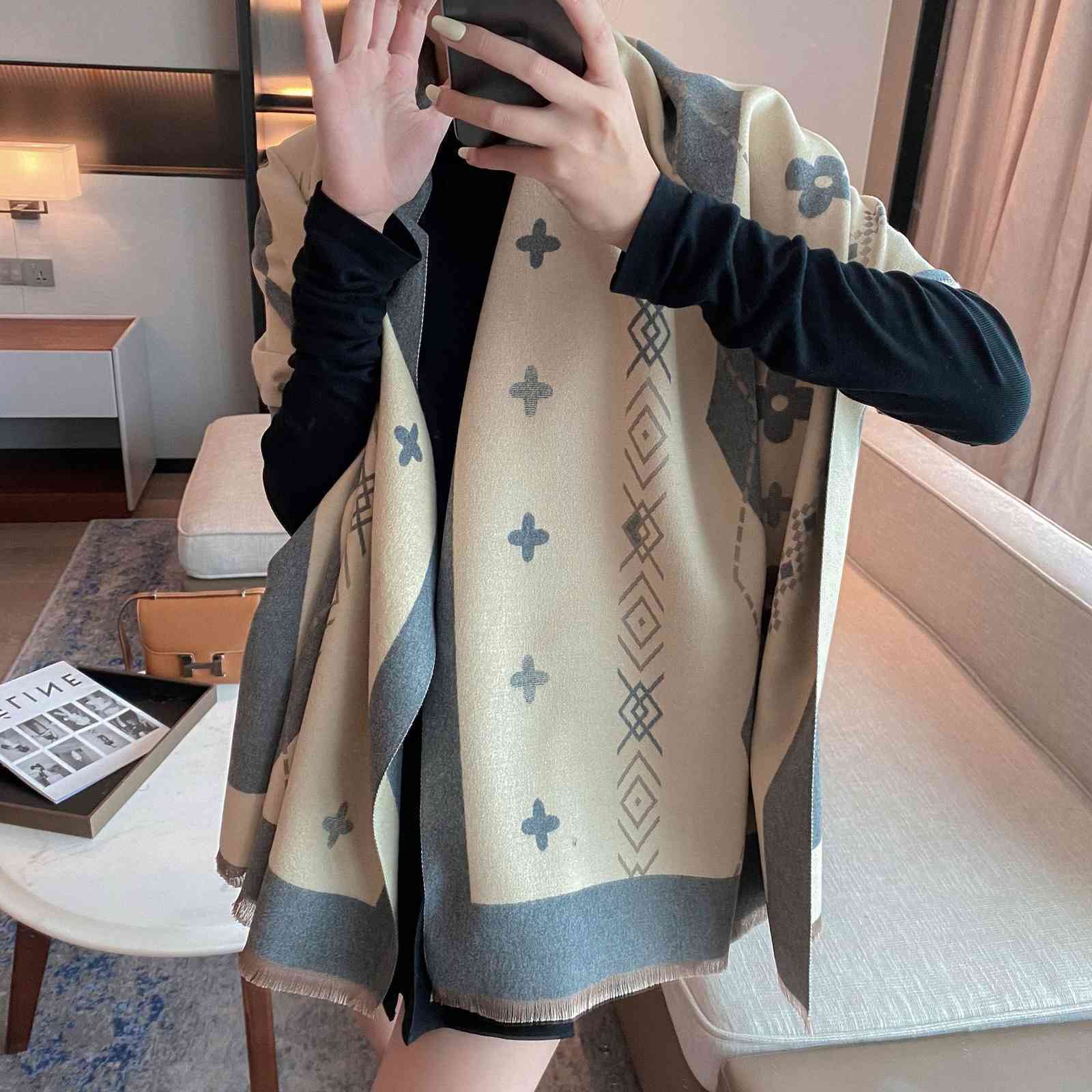 

70% OFF Design Autumn air conditioning shawl geometric scarf women's imitation cashmere warm decoration tassel versatile thickened and