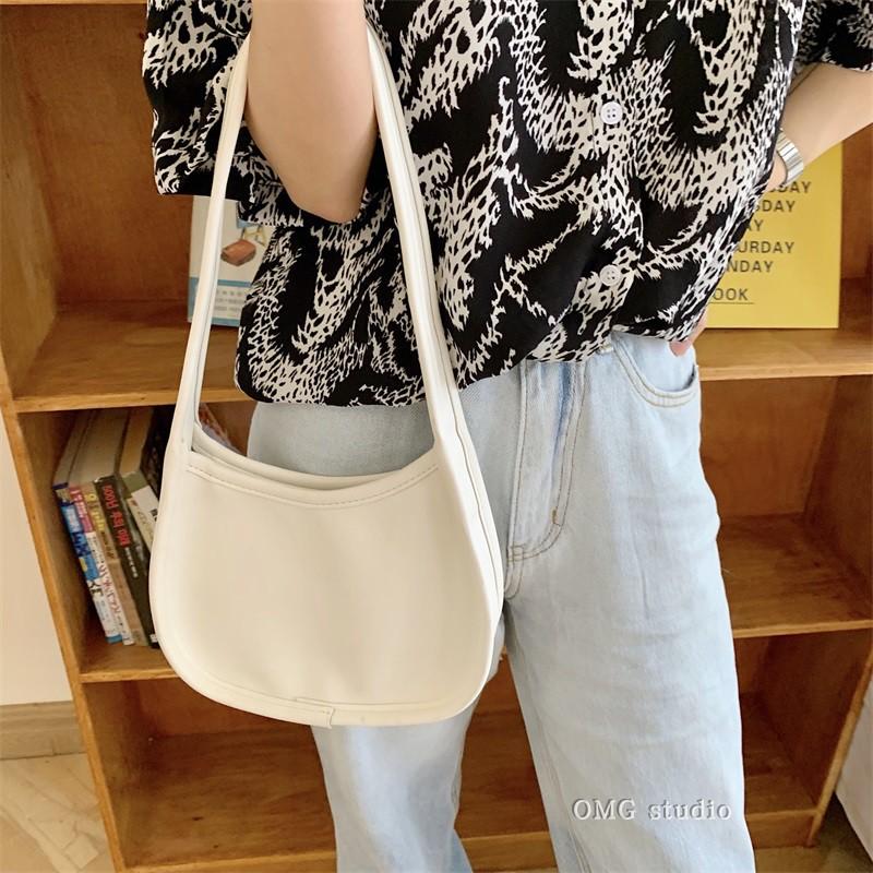 

Simple Women Baguette Underarm Bag Soft PU Leather Ladies Mini Shoulder Bags Elegant Design Solid Color Female Purse Handbags, Blue