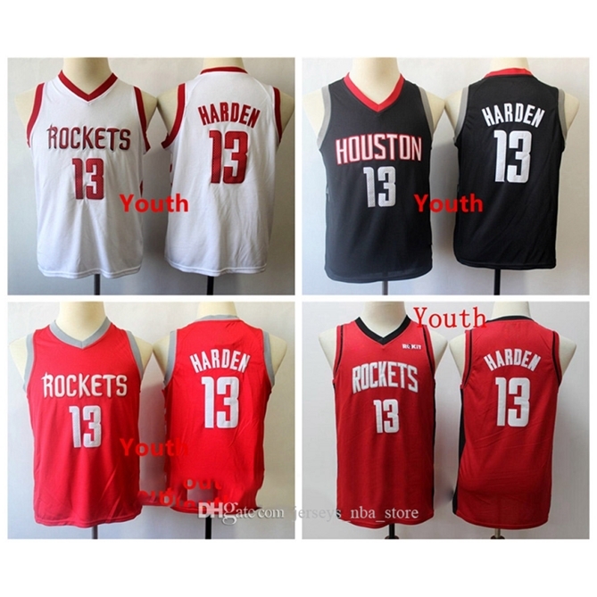 

Kids 13 James Harden Throwback\rHouston\rRockets Jersey Majestic James Harden Stitiched White Black Red Youth Basketball Jerseys