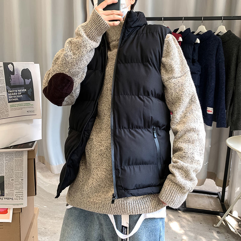 

2021 New Thicken Men's Warm Fashion Winter Casual Stand-up Collar Down Men Streetwear Loose Korean Style Vest Coat Mens -5xl 2ey0, Black