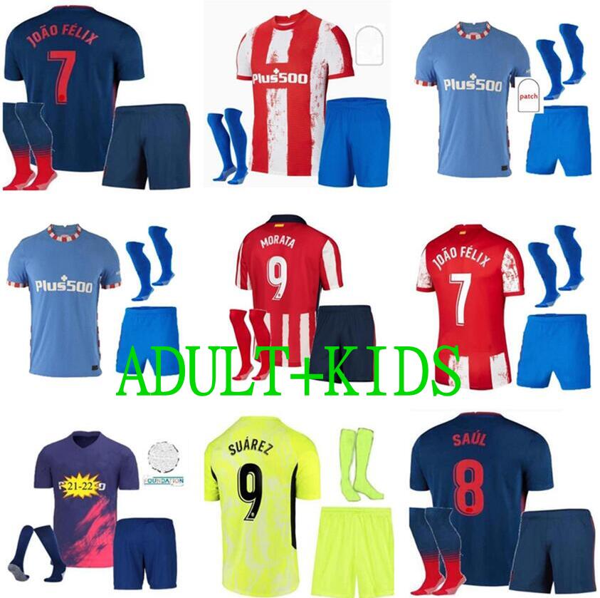 

21/22 Atletico Soccer Jerseys JOAO FELIX SUAREZ KOKE Madrid 75th jersey 2021 2022 Champion camisetas de fútbol Men kids kits socks full sets fooball shirt Thailand, Black