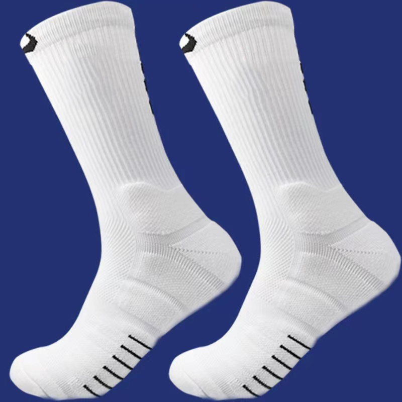

Professional Basketball Socks Men's Mid-tube Stockings High-top Thickened Towel Bottom Actual Combat Pressure Sport Hook Breathable Stocking, Black