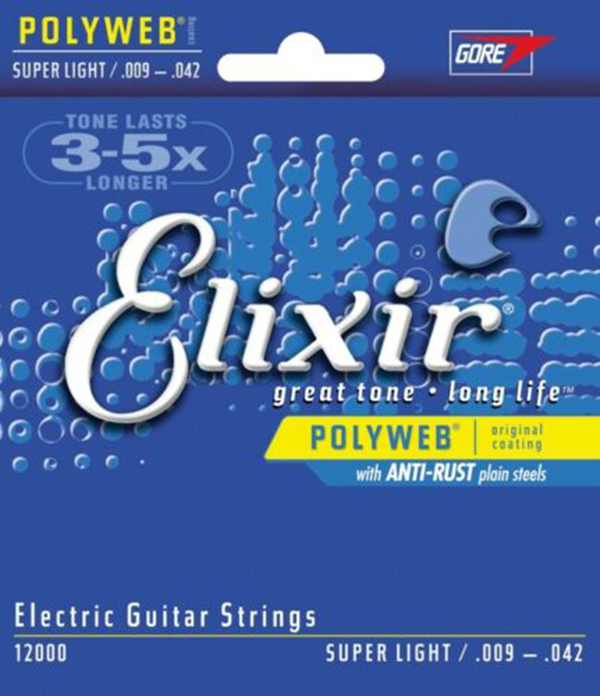 

1 Set Elixir 12000 Elixir Electric Polyweb Super Light Guitar Strings 009-042