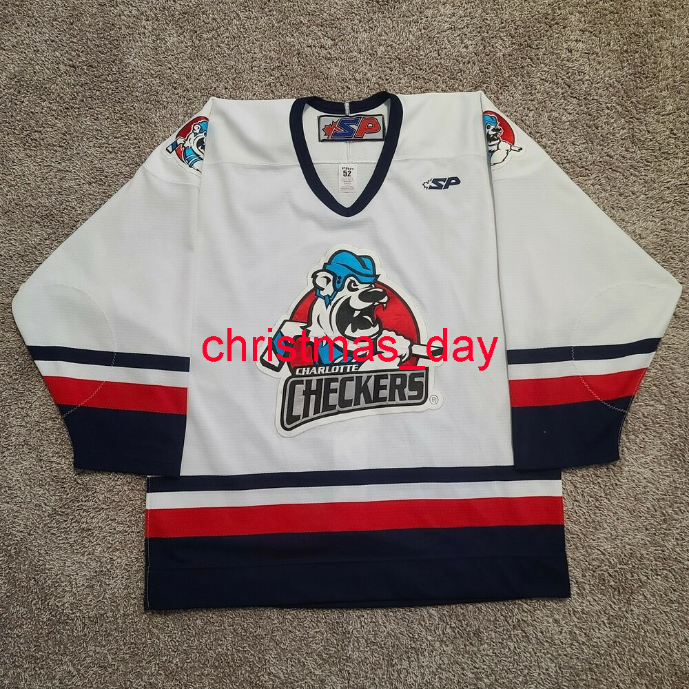 

Stitch custom Charlotte Checkers Blank ECHL Hockey Jersey Add any number name hockey jersey, Black