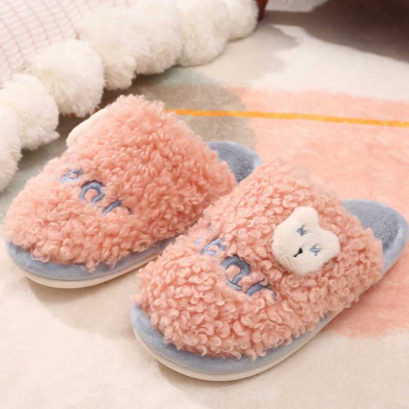 

Winter Women Home Slippers Cute Bear Coral Plush Cotton Shoes Female Fluffy Soft Slider Slipper Warm Indoor Bedroom Footwear New H0827, Blue
