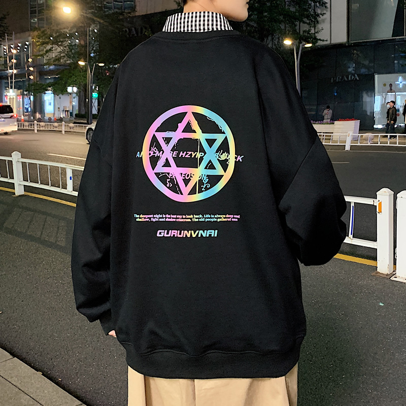 

2021 New Sweatpants with Reflective Hip Hop Hoodie and Size of Streetwear Casual Man the Neck Pullovers W9qk, Gray