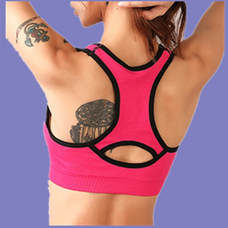 Sports bra large back waistcoat fitness gathering shockproof sports underwear women-image-702916896