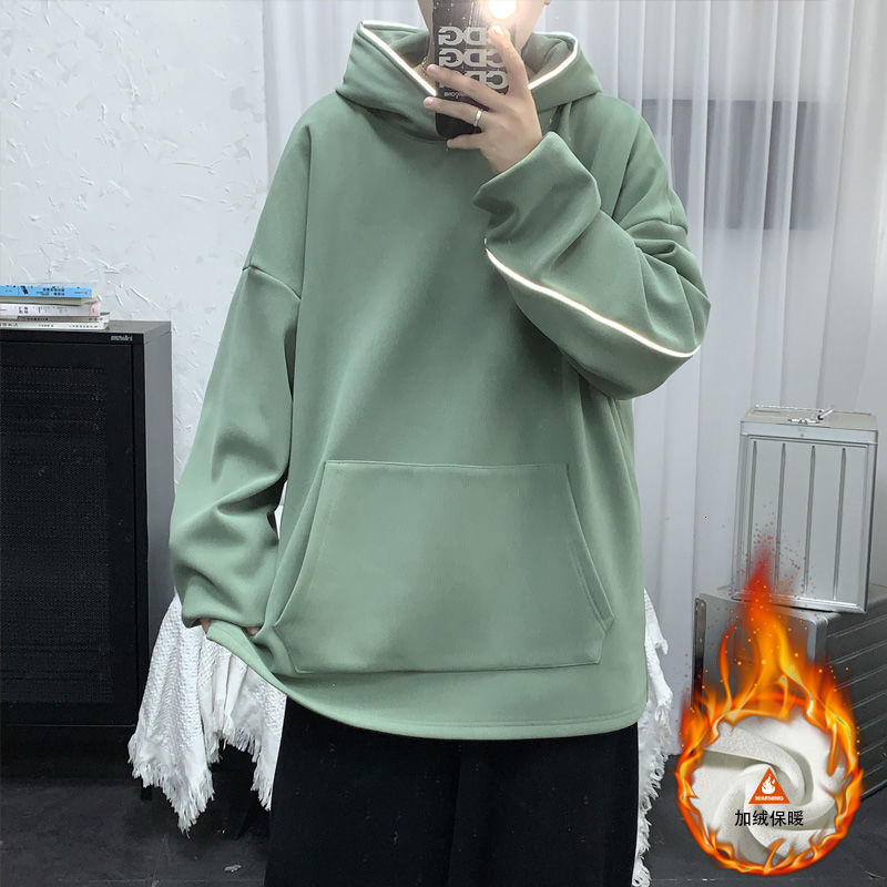 

2021 New Plus Fleece Hoodies Men's Warm Fashion Casual Hooded Sweatshirt Men Streetwear Hip-hop Pullover Hoodie Mens -5xl 40hu, Black