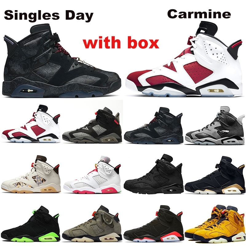 

2022 Carmine Men Basketball Shoes 6s Tech Chrome Hare Electric Green DMP Black Infrared Jumpman 6 Mens Trainers Sports Sneakers Size 40-47, 2 bordeaux