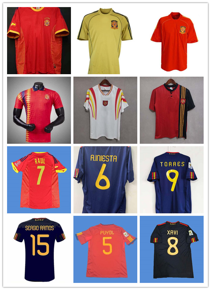 

retro final 2010 Spain jersey 1994 RAUL XAVI Hierro LUIS ENSRIQUE XAVI ALONSO 2008 2012 1996 Caminero Iniesta PUYOL PIQUE David Villa TORRES, Purple