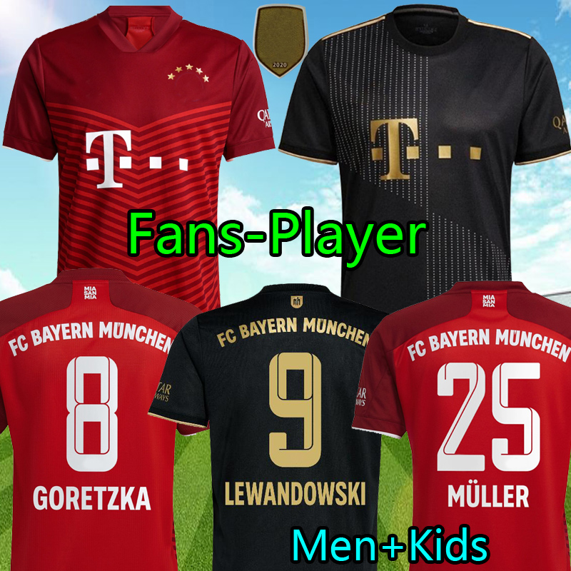 

21 22 Bayern Munchen GORETZKA soccer jerseys LEWANDOWSKI MULLER kits SANE MUSIALA 2021 2022 football shirt HERNANDEZ GNABRY top thailand maillot de foot men kids set, Kids away