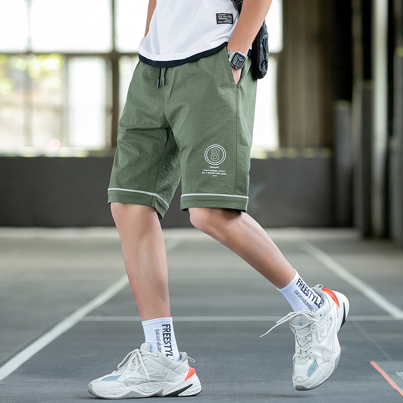 

2021 Slacks Men Shorts Summer New Elastic Waist Trousers Fashion Trend Multi-color Casual Slim Fit Short Pants Npo7, Black