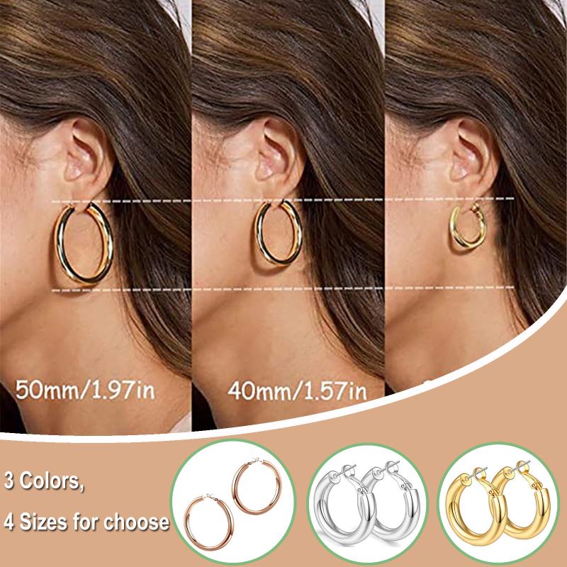 

Hoop & Huggie Chunky Open Hoops Earrings Jewellery For Women Girls Geometric Round Hanging Dangle Girl Party