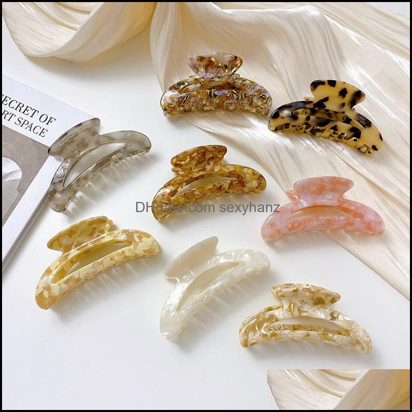 

Clamps Hair Jewelry Yamog Large Hollow Half Circle Women Acetic Acid Moon Shape Claw Clip For Lady Scrunchies Ponytail Hear Wear Hairpins Mt