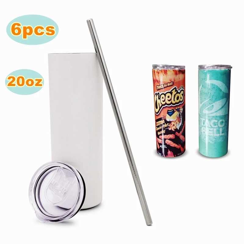 

15oz Sublimation straight mugs Tumblers Blank white Slim Stainless steel Cups 20 oz vacuum insulated double walled and Plastic Straw
