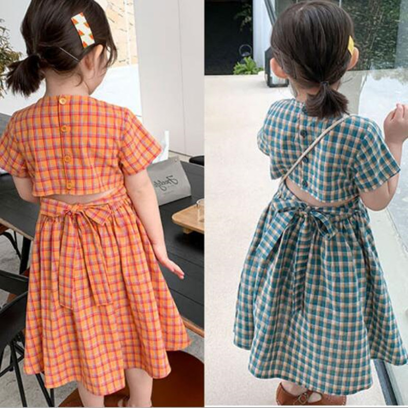 

2021 New Fashion Baby 3-8yrs Plaid Children Summer Clothes 2 Colors for Girls I929, Pink