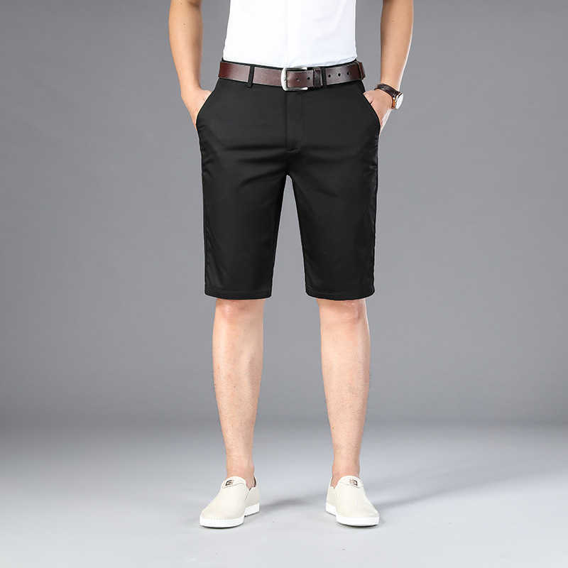 

Men's casual pants straight tube summer thin elastic business men's pants cool slim fit middle-aged shorts, White;black