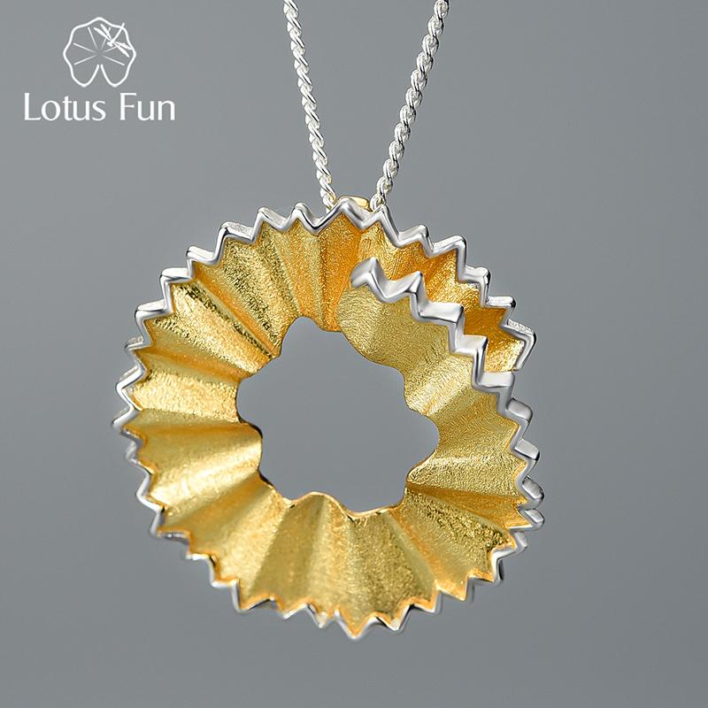 

Lockets Lotus Fun Real 925 Sterling Silver Handmade Fine Jewelry Creative Pencil Shavings Design Pendant Without Necklace For Women Gift