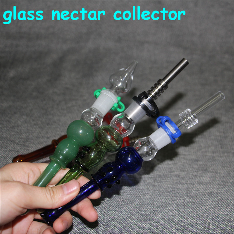 

hookahs Mini Nectar Collector Glass Pipes with 14mm Titanium Tips Quartz Tip Oil Rig Concentrate Dab Straw for Bong