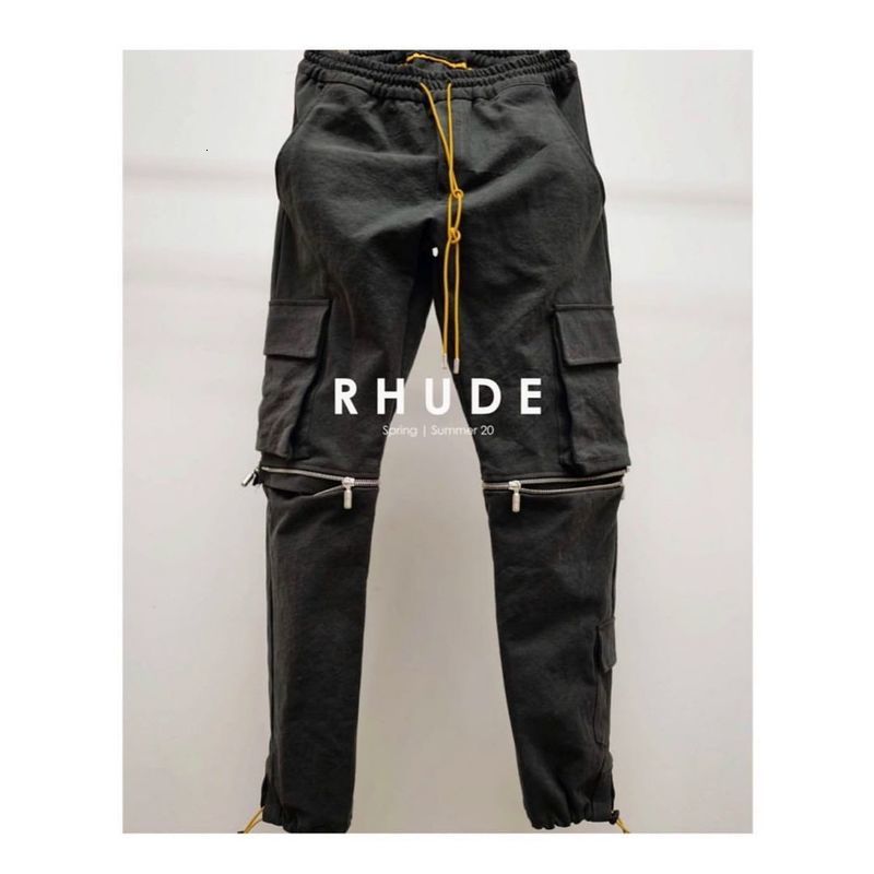 

2021 New 21ss High-quality Drawstring Tracksuit Gym Men Women Sweatpants Joggers Streetwear Hip-hop Rhude Pants 1q7x, Black1