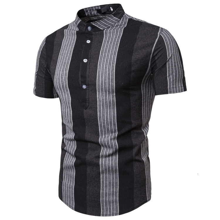 

2021 New Men Simple Short Summer Shirt 50mu, Dark grey